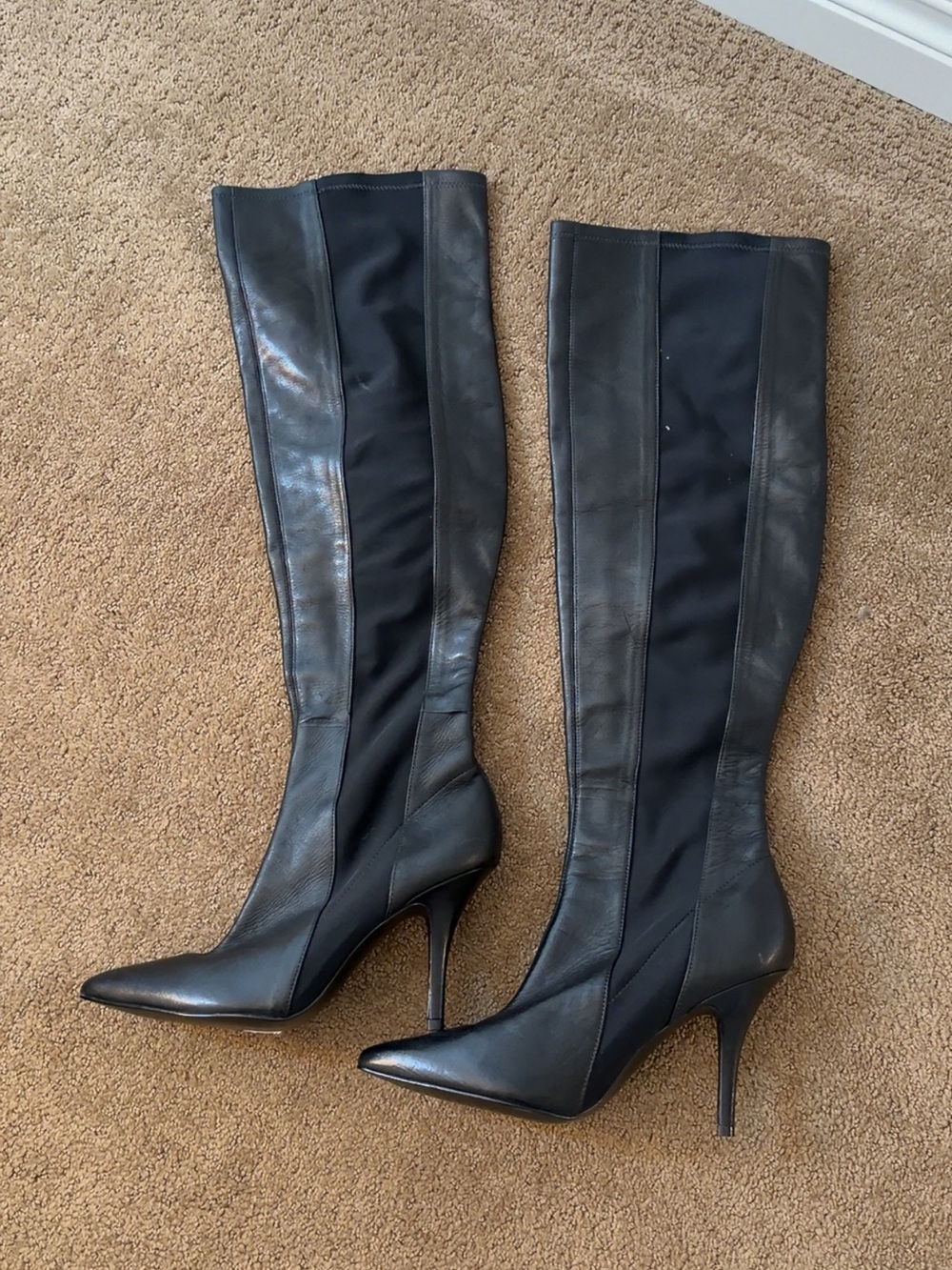 AREZZO Over-the-Knee Black Pointed-Toe Stiletto Boots